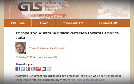Prince Michael of Liechtenstein: Europe and Australia's backward step