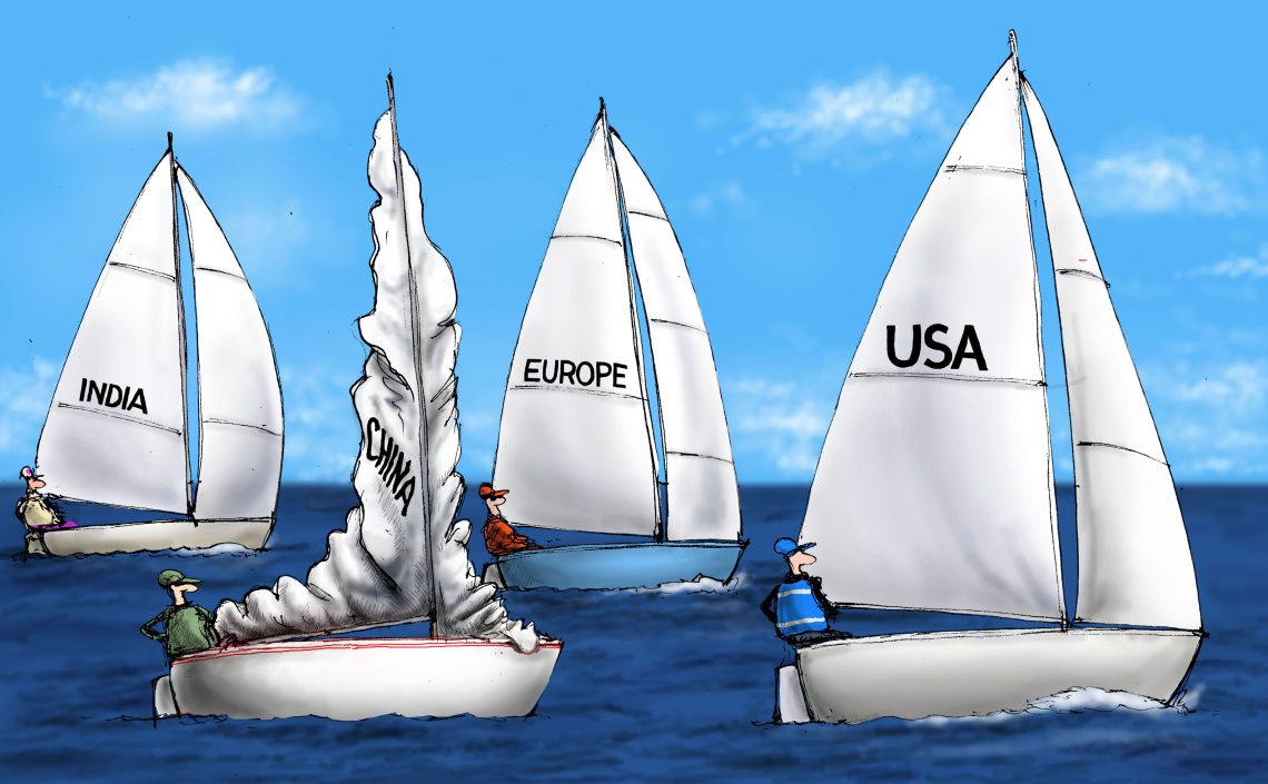 Sailboats: U.S.A., China, Europe, India Economic shifts